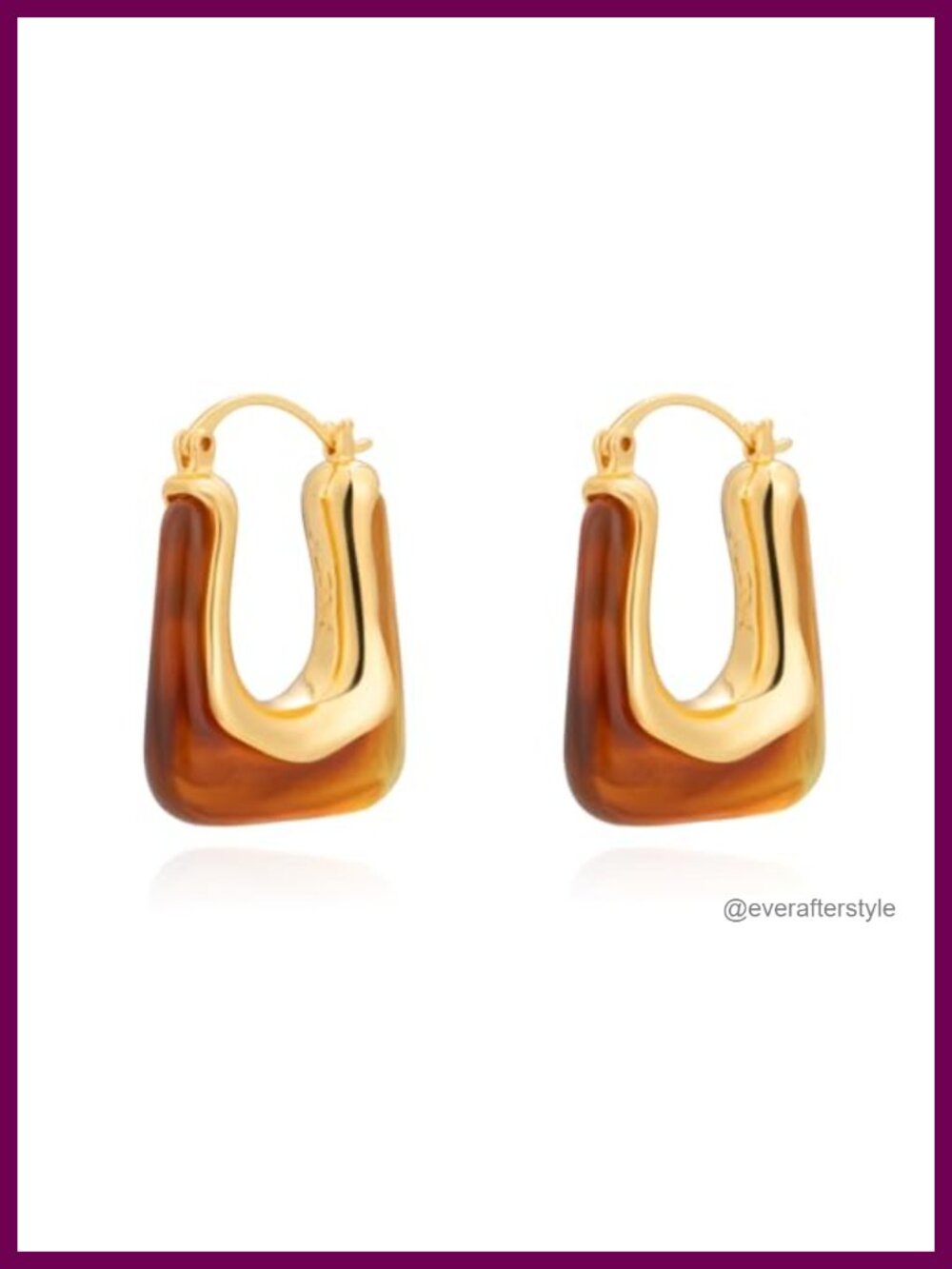 14K Gold Plated Resin Acrylic Rectangle Hoop Statement Earrings Women